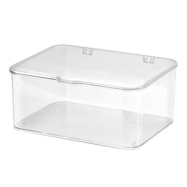 Large Capacity Transparent Plastic Desk Storage Box with Lid 22.5x16.5x10cm
