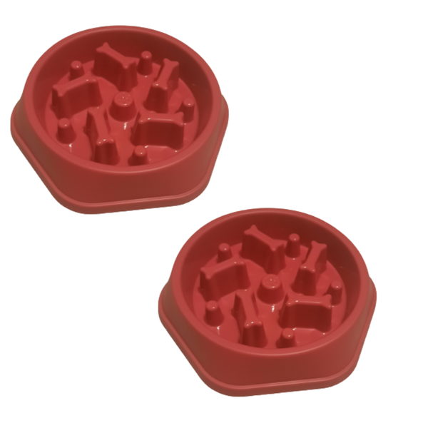 Pack of 2 - Slow Eating Bowl Feeder For Pets - Peach