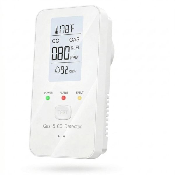 4-in-1 Portable Multi-Detector with HD LCD Screen for Home &amp; RV - White