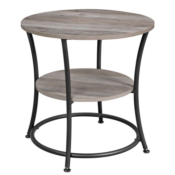 2 Tier Round Coffee Side Table - Light Brown