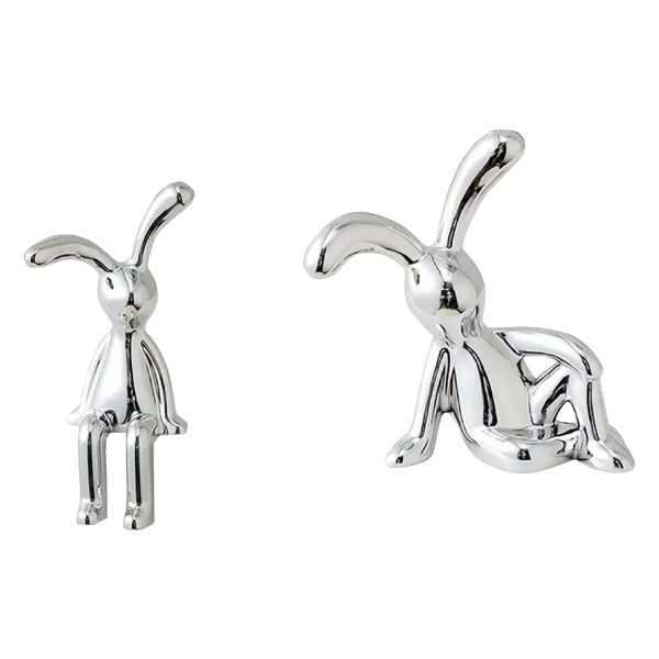 2-Piece Set of Whimsical Sitting Rabbits Decoration