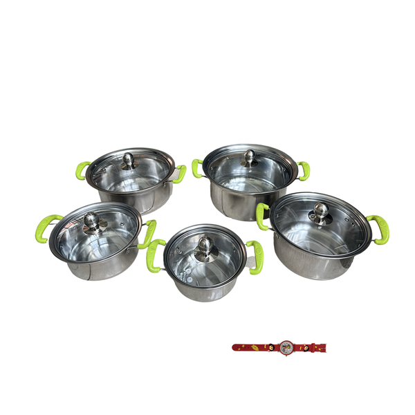 Stainless Steel Anti Overflow Soup Pot Set - 5-Piece