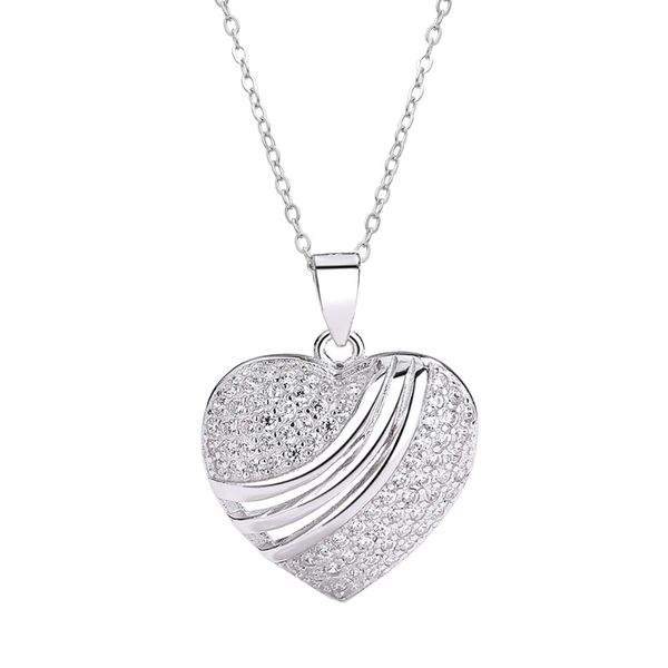 Personalized Hollow Zircon Inlaid Heart Pendant Necklace