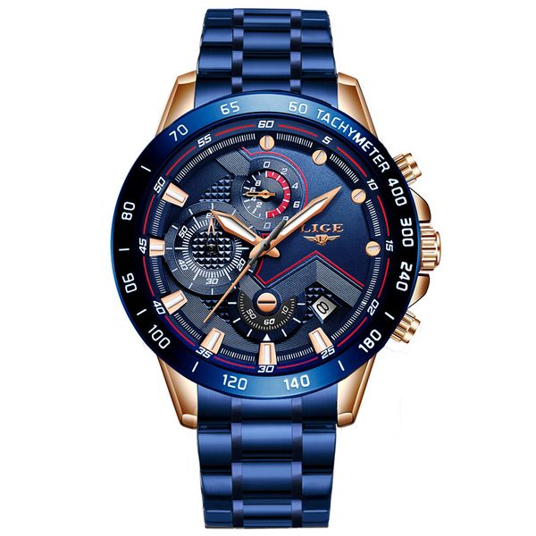 Lige 9982 Mens Chronograph Watch - Blue