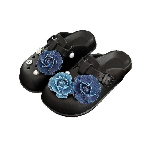 Black DIY Closed-Toe Clogs Fashion Outdoor Slides