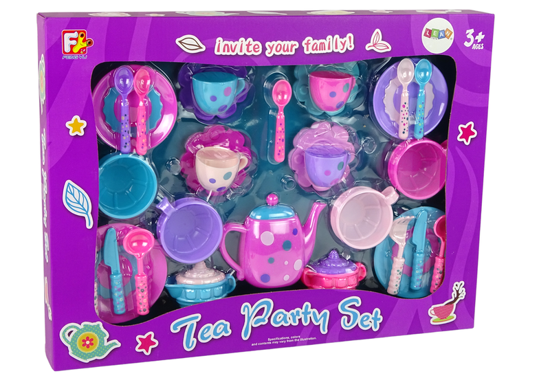Tea Party Set - Pretend Play Kitchen Set (Colorful Plastic Tableware)