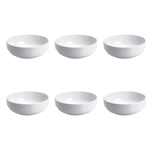 Seco 7.5"/19cm Glazed Bowl, Pack of 6, Durable &amp; Scratch Resistant - White