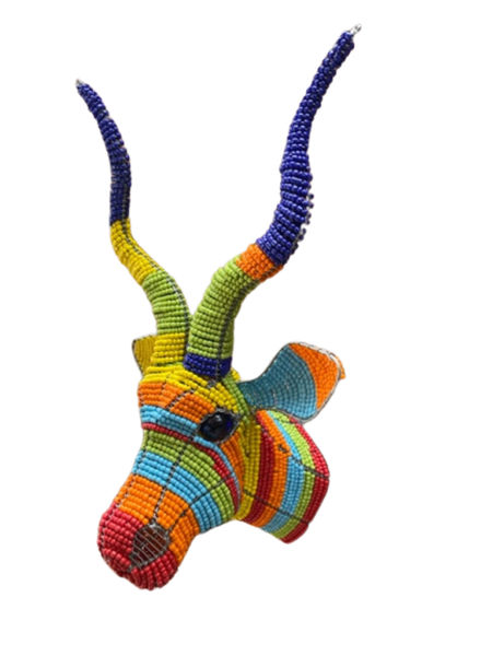 Bead and Wire Multi-Colour Kudu Head - Wall Decor Art Handmade - Medium