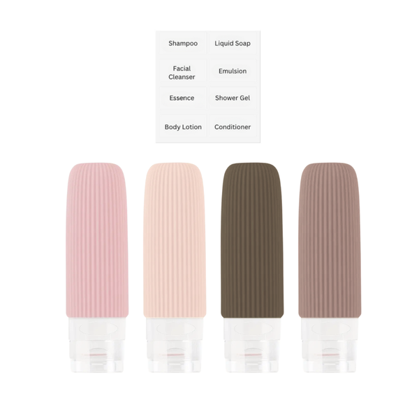 Set of 4 90ml Silicone Travel Bottle Set with Labels