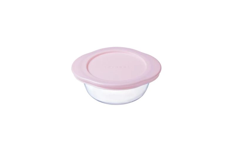 Pyrex - 350ml My First Glass Round Dish With Lid - Baby Pink