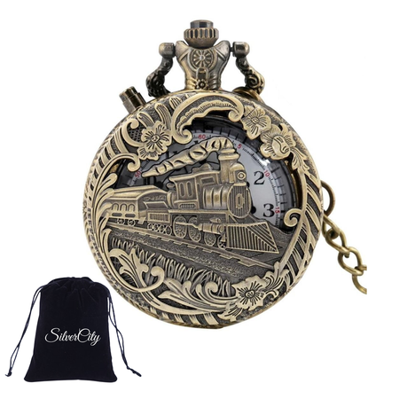 Quartz pocket watch discount train