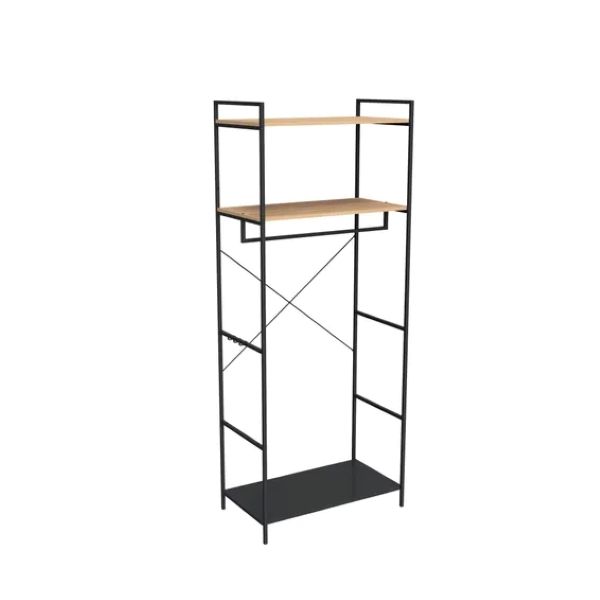 Free Standing Garment Rack With Hooks Metal and Wood W106xD51.5xh9.8cm