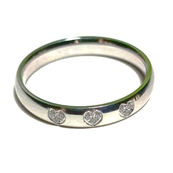 Stainless Steel Zirconia 3 Heart Wedding Type Band Ring - Sizes 17-21mm