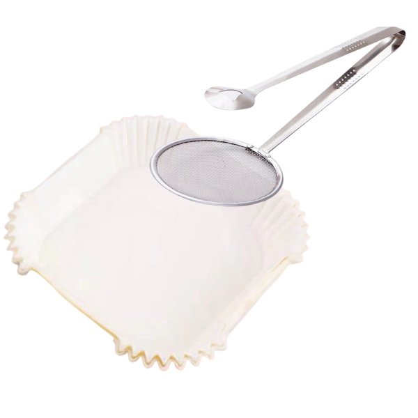Air Fryer Liners White Square 50's 165x165mm with Food Tong Set