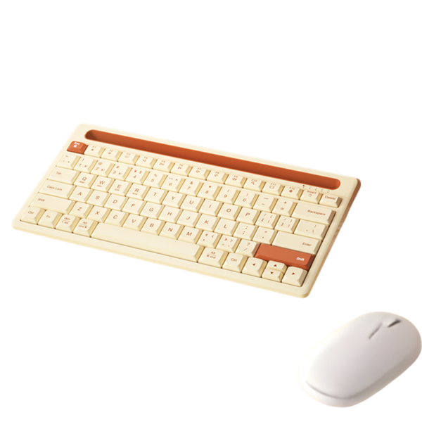 Milk Coffee Keyboard &amp; Mouse Set: Seamless Wireless Multi-Device Pairing