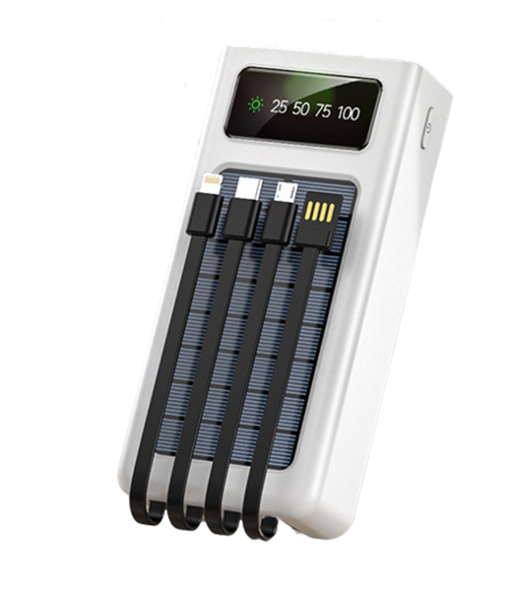 20000mAh Solar Power bank with 4 Built in charging cables