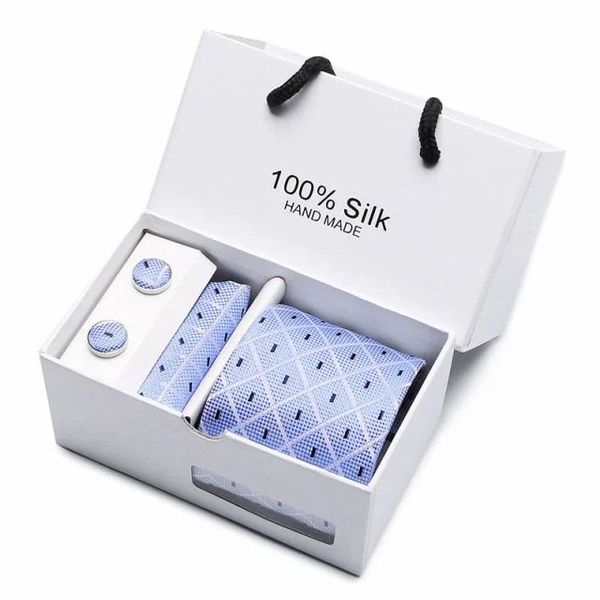 Tie Set 4 Piece Men Silk Gift Star Blue Diamond