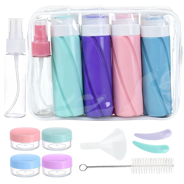 16 piece Travel Toiletries Bottle Set Silicone Containers Leakproof