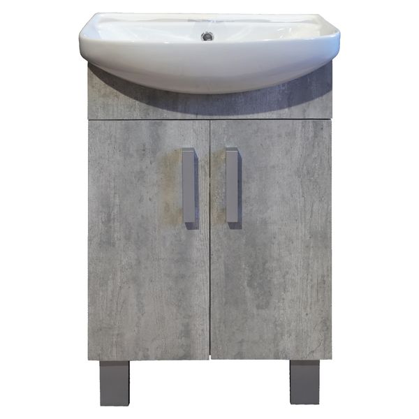 Estillo Bathroom Vanity Cabinet with Ceramic Basin | Natural Concrete