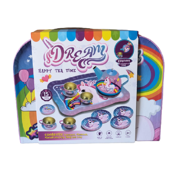 Dream Rainbow Unicorn Metal Tea Set 15 Pieces