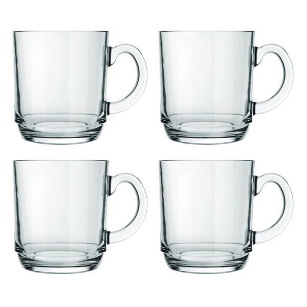 Regent Glass Stackable Coffee Mug 4 Pack, - 300ml