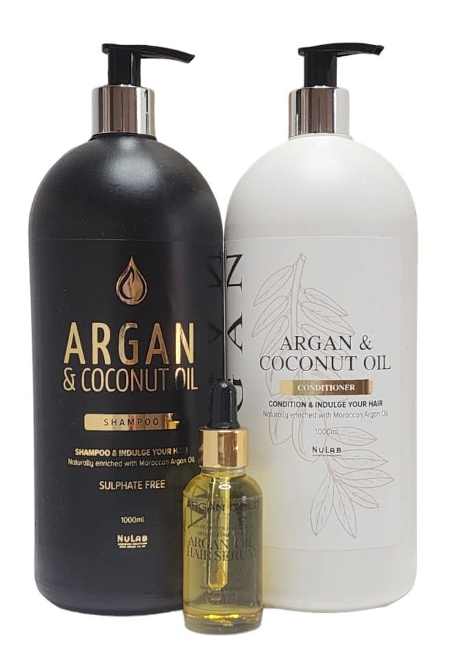 Argan Oil Shampoo Sulfate Free, Argan Oil Conditioner & Hair Growth Serum