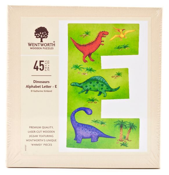 Dinosaurs Letter E - 45 Piece Kids Alphabet Wood image