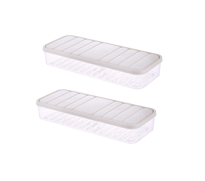 Slim Stackable Fridge Storage Box with Lid - Pack of 2