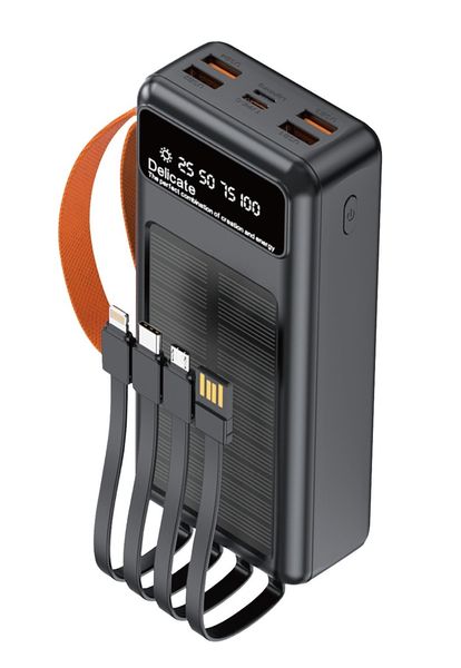 TechZA Solar Power Bank, 30000mAh, Multiple Ports, Built-in Cables TZ218-PB