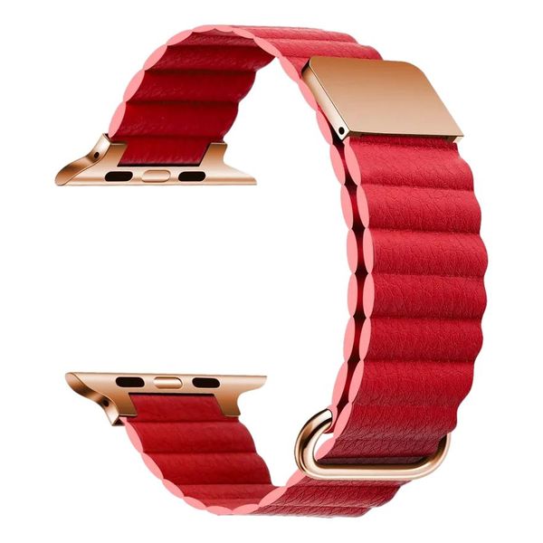Magnetic PU Leather Band for 42mm/44mm/45mm/49mm Apple Watch - Light Pink