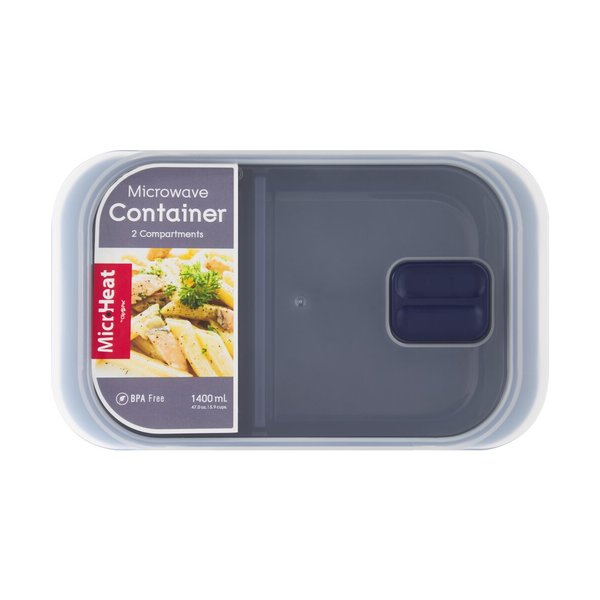 MicroHeat by Clip Pac Microwave Container 2 Compartment 1400ml