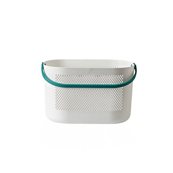 Multi-Purpose Ventilated Portable Storage Basket with Green Handle Large