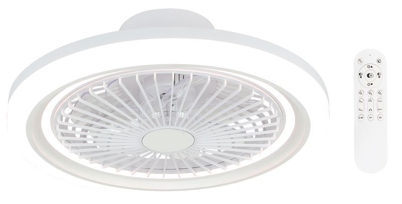 Space-Saving White Ceiling Fan with 38 Watt CCT LED Light - FCF021 White