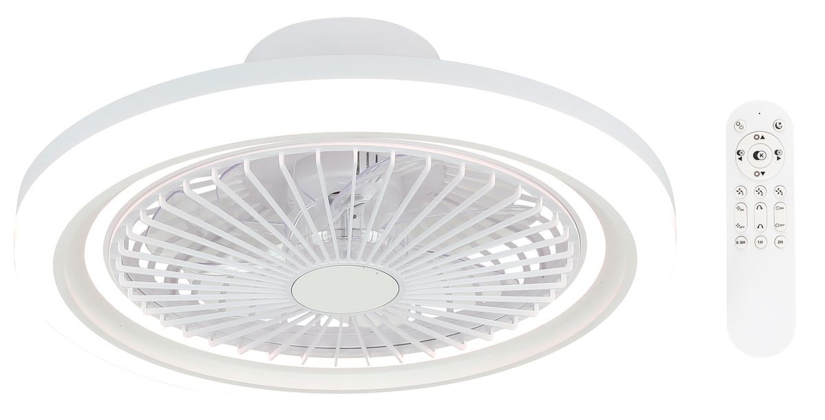 Space-Saving White Ceiling Fan with 38 Watt CCT LED Light - FCF021 White