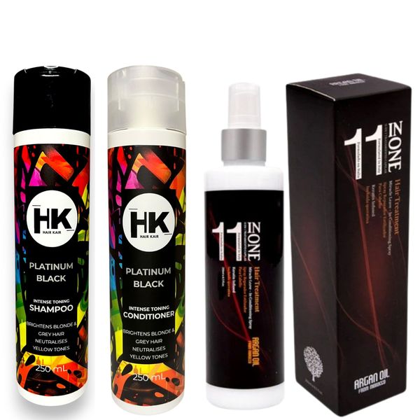 HK Platinum Black Shampoo, Conditioner &amp; Lily 11-in-1 Toning Trio (250ml)