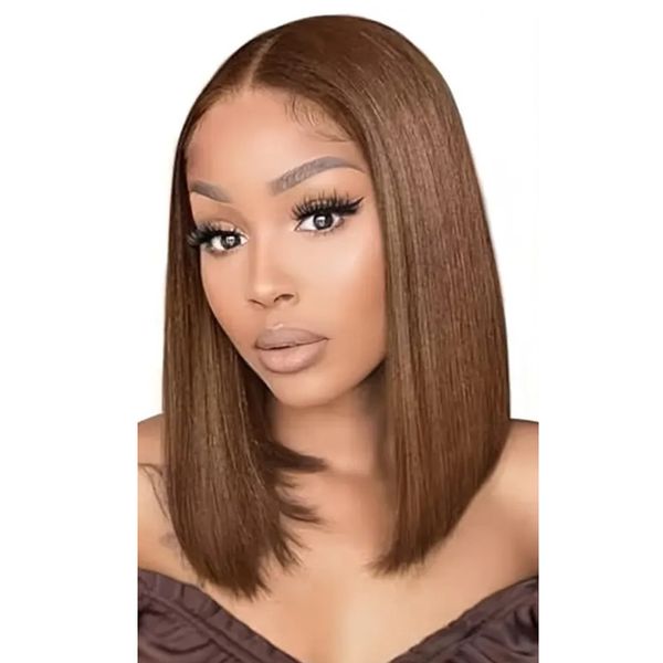 Light Brown Short Straight Wig for Women - Breathable (10-12 Inches)