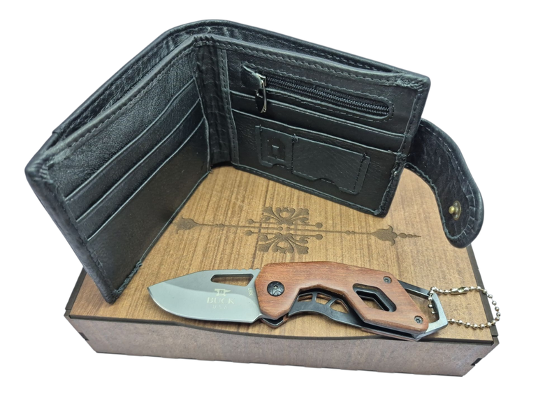 Wallet and Pocket Knife Combo (Black)