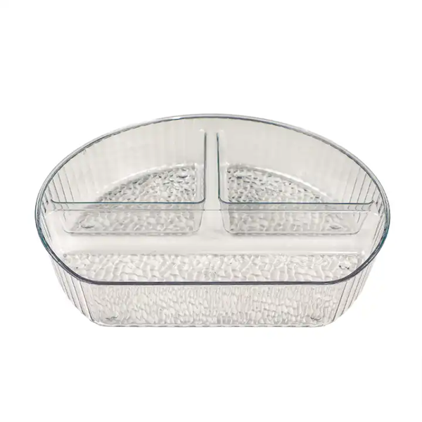 Triple Grid Circular Transparent Plastic Food Tray- HD-42