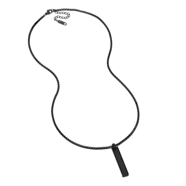 Xcalibur Black Stainless Steel Greek Bar Necklace