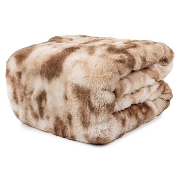 Miss Lyn Faux Fur Throw - Grey-White