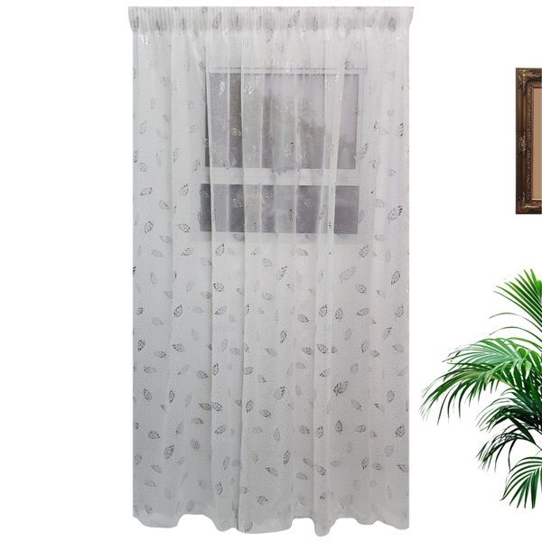 Matoc Designs Curtain - Foiled Dotted Leaf Voile Silver - Taped