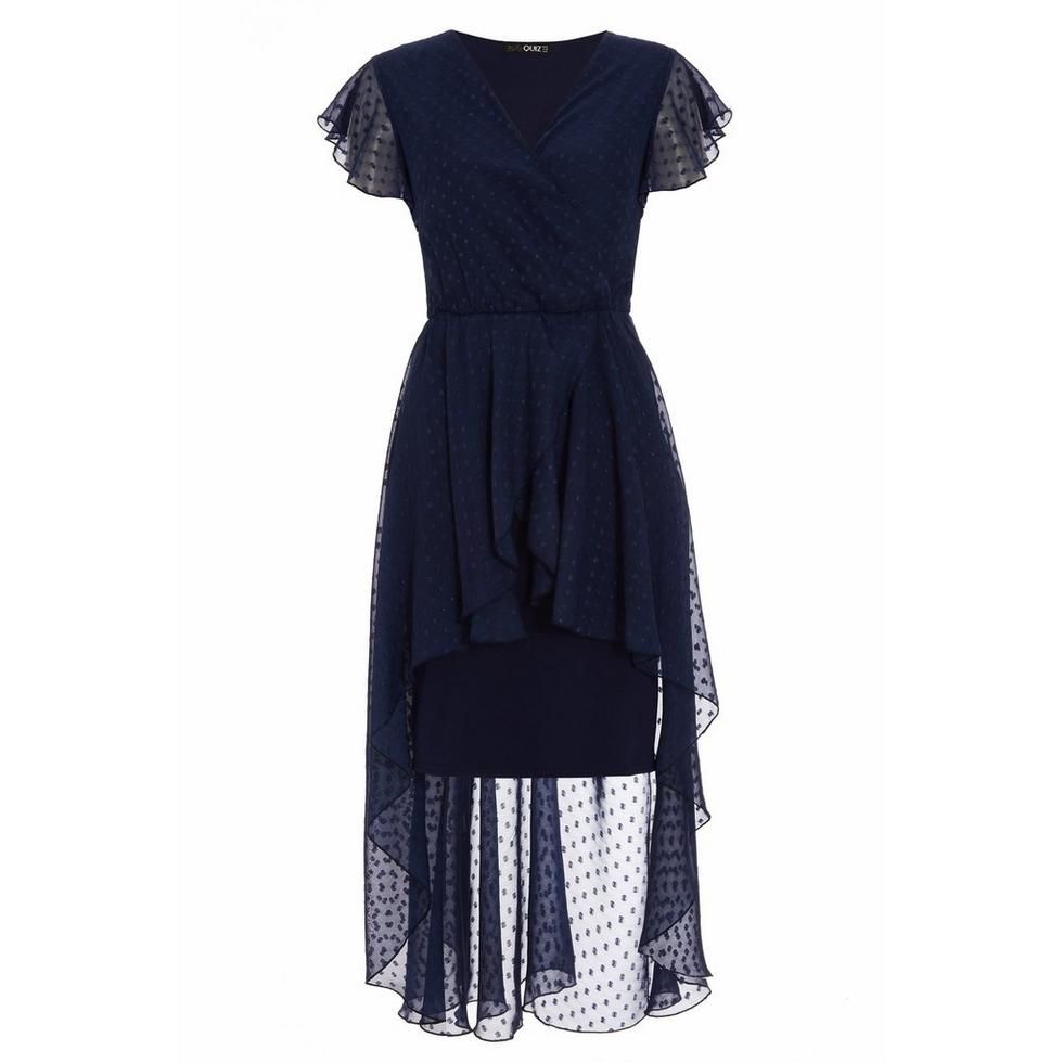 Quiz Ladies Navy Polka Dot Dip Hem Dress | Shop Today. Get it Tomorrow ...