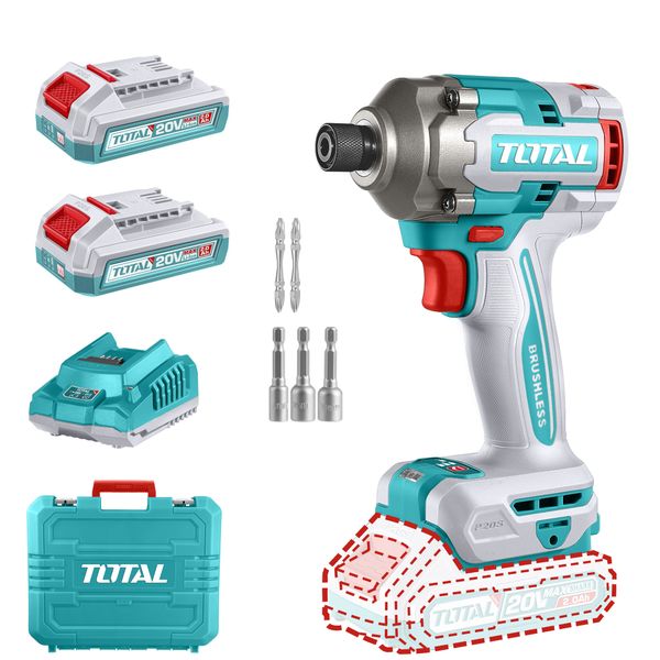 Total Tools 20V Lithium-ion Cordless Impact Driver with x2 Battery&amp; Charger
