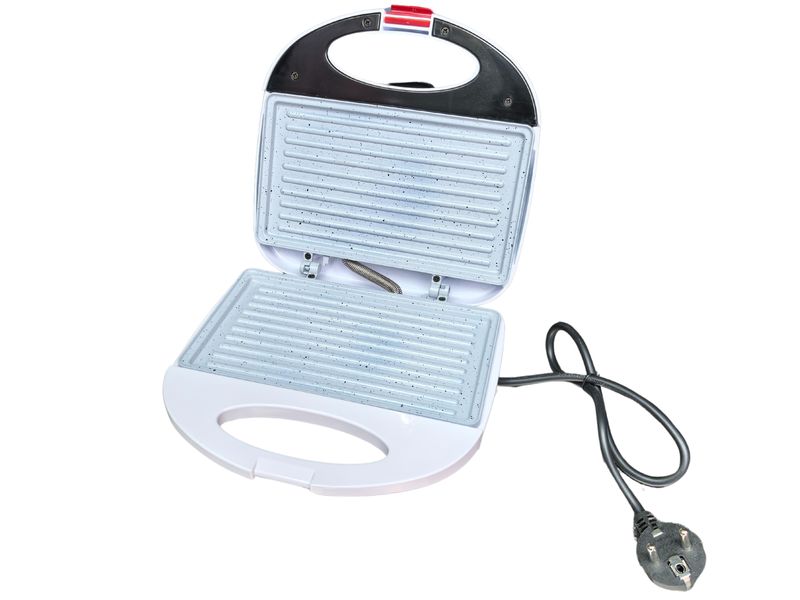 Compact 750W Sandwich Press with Non-Stick Plates and Cool Touch Housing