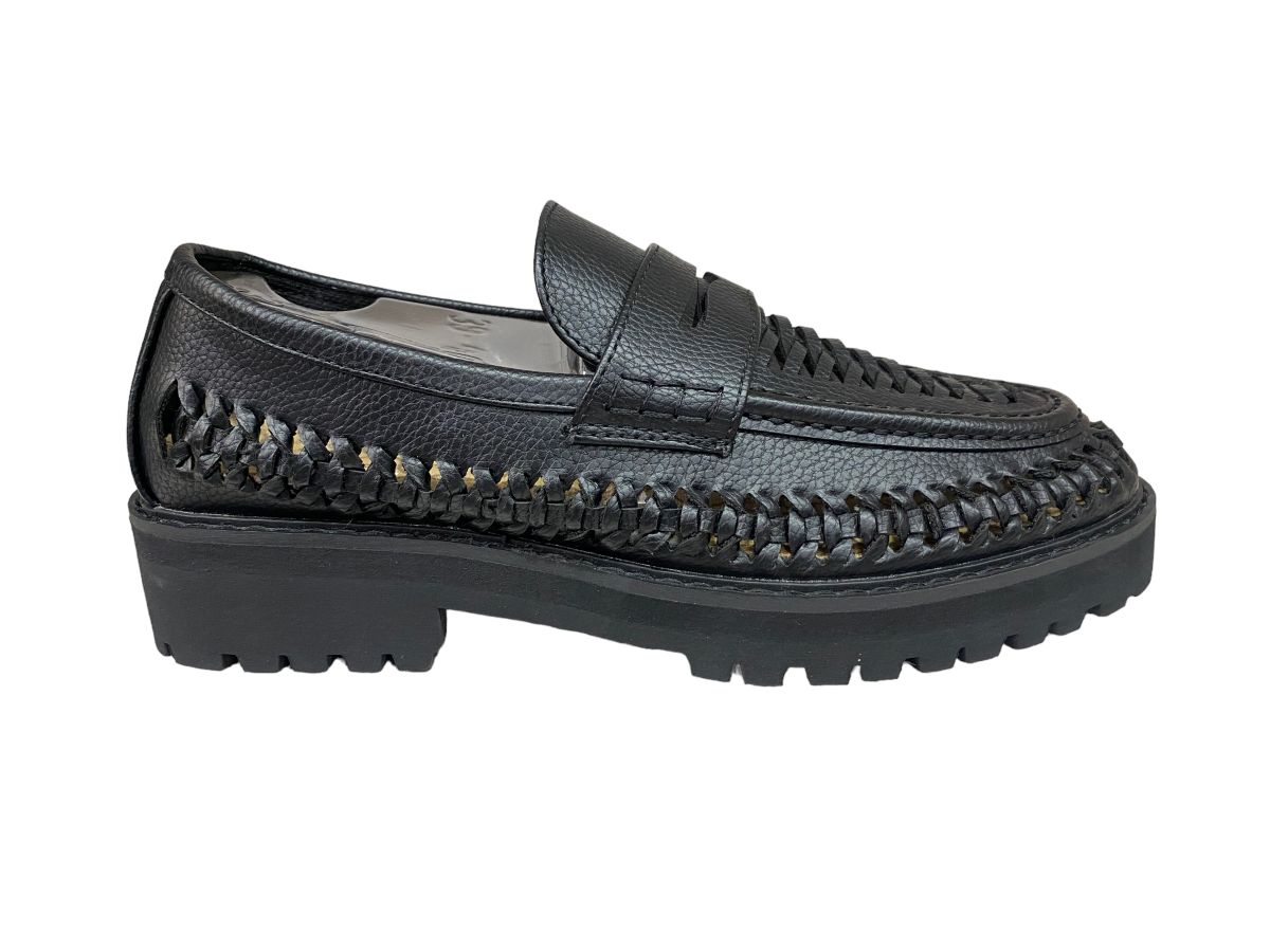 Jonathan D - JD Penny Moc Woven Mens Black Loafers | Shop Today. Get it ...