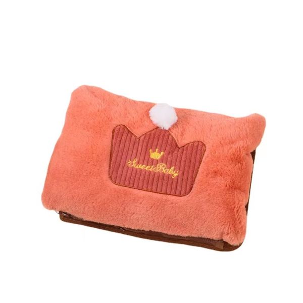Soft Plush Crown Rechargeable Electric Hot Water Bottle with Washable Cover