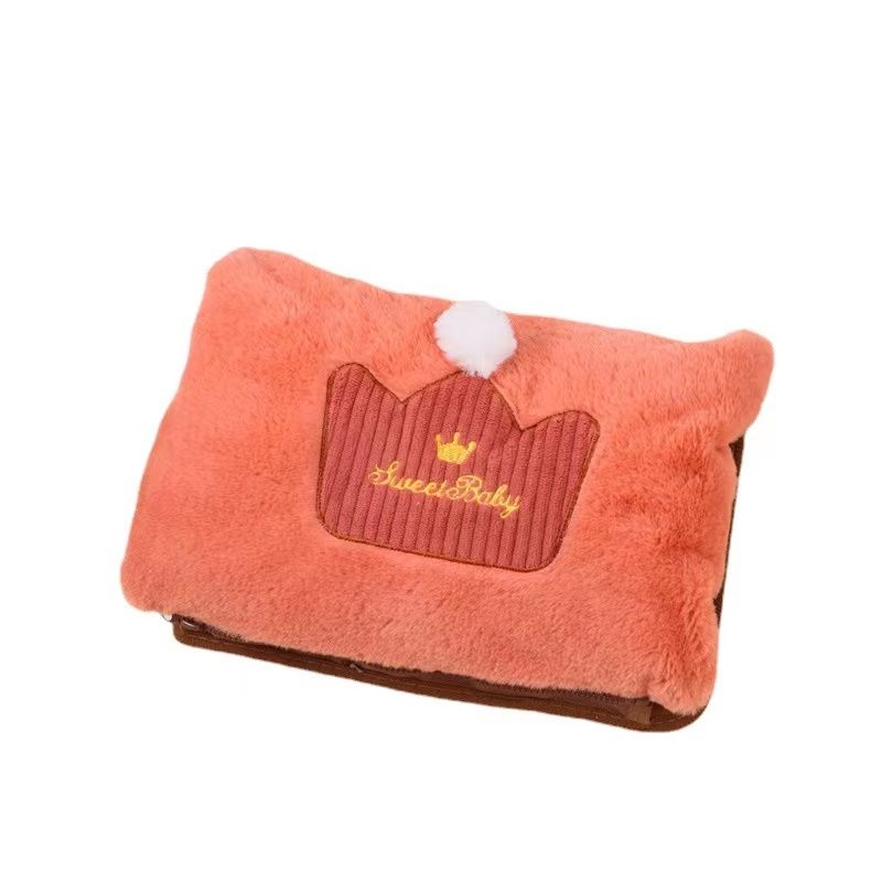 Soft Plush Crown Rechargeable Electric Hot Water Bottle with Washable