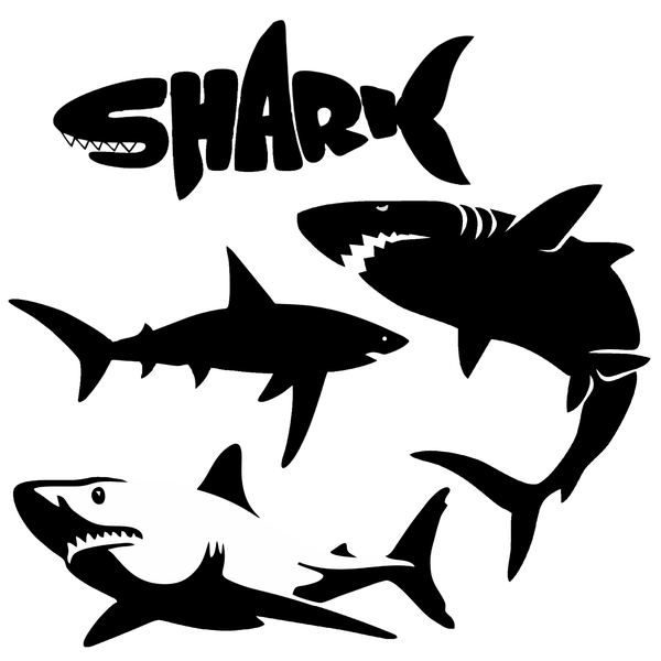 TrendSpire Sharks Vinyl Stickers - Set of 4