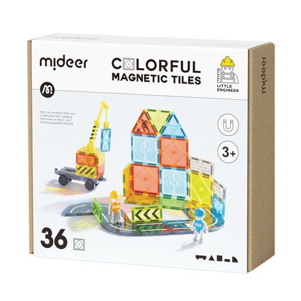 Mideer Colourful Magnetic Tiles - Little Architect - 36 Transparent Pieces