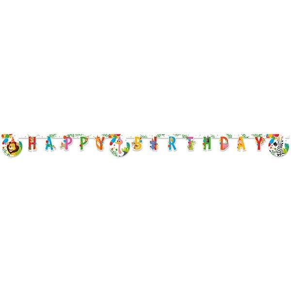 Jungle Balloons Happy Birthday Die-cut Paper Banner